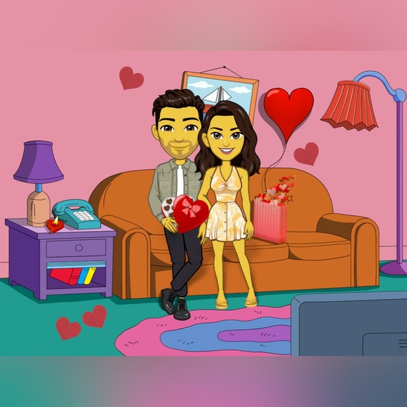💕💛Custom Couples Simpsons Cartoon Portrait☁️Simpsonize Me💛💕 - Picture 1 of 2